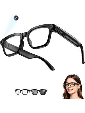 AI Smart Glasses with Camera 1080P Record,Translator,Photochromic